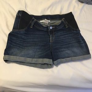Midi maternity jean shorts